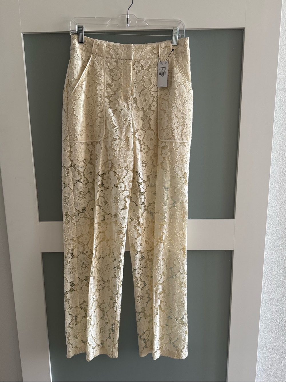 Express Cream White Lace Pants size 4